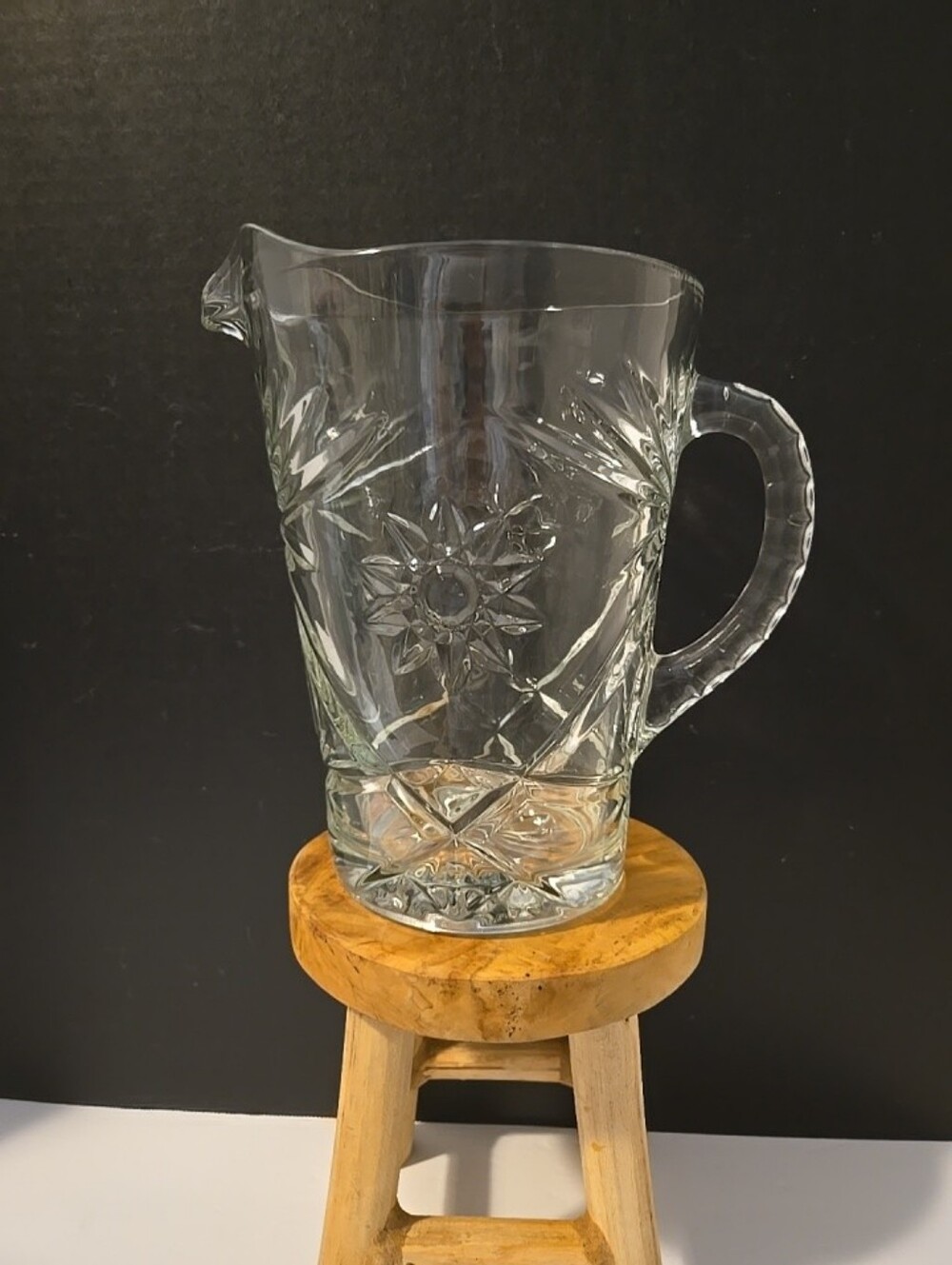 Vintage Anchor Hocking Pitcher/Vase Pressed Glass 8" Tall